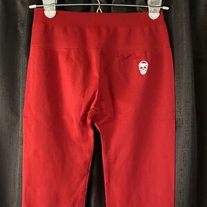 Red Kids Leggings with Skull Design size L